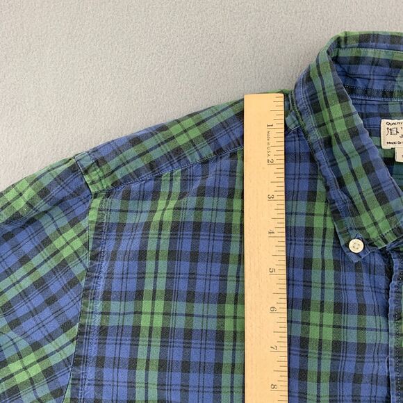J. Crew Button Down Shirt Mens Large Plaid Green Blue Long Sleeved Black Watch - Picture 7 of 16